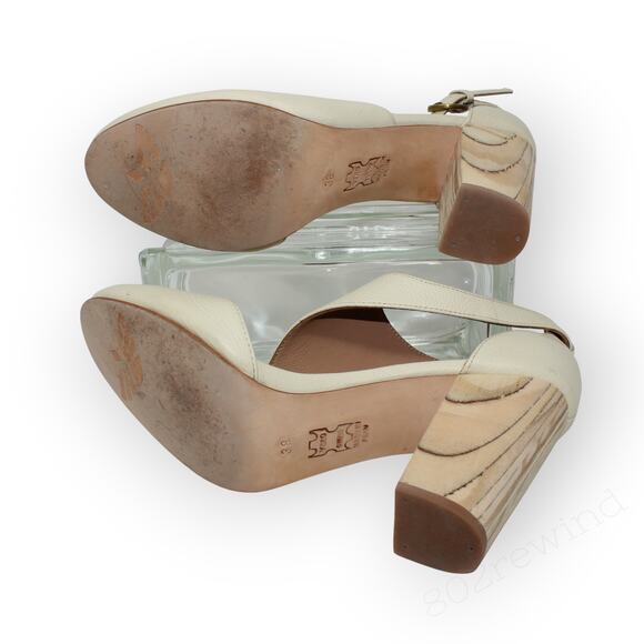 EU 38 ~ US 7.5 FORTRESS Luna Naya Asymmetric CutOut Pump PebbledIvory - Picture 9 of 14